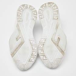 Pre Owned Fendi White Leather Flow Lace Up Sneakers Size 38