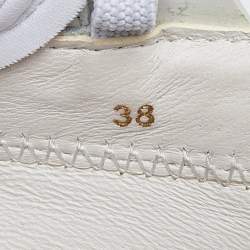 Pre Owned Fendi White Leather Flow Lace Up Sneakers Size 38