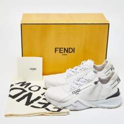 Pre Owned Fendi White Leather Flow Lace Up Sneakers Size 38