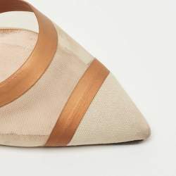 Pre Owned Fendi Brown/Beige Zucca Mesh, Leather and Canvas Colibri Pumps Size 38