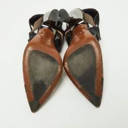 Pre Owned Fendi Brown Zucca Mesh and Canvas Colibri Slingback Pumps Size 36