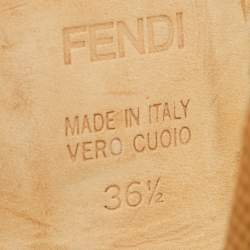 Pre Owned Fendi Tri Color Fendista Colorblock Lizard-Embossed Leather Peep Toe Platform Pumps Size 36.5