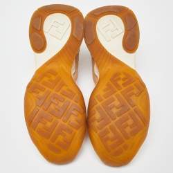 Pre Owned Fendi Pink Leather and Suede Zip Detail FFluid Slip On Sneakers Size 37.5