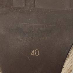 Pre Owned Fendi White Patent Leather and Lizard Embossed Leather Wedge Platform Ankle Strap Sandals Size 40