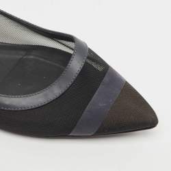 Fendi Black/Blue Mesh and Leather Colibri Ballet Flats Size 36.5