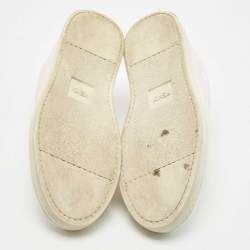 Pre Owned Fendi White/Brown Leather and Zucca Elastic Band Slip On Sneakers Size 40