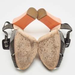 مملوكة مسبقًا Fendi Black/Orange Patent Ankle Strap Sandals Size 40