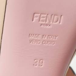 Pre Owned Fendi Pink/Beige Leather Pearl Studded Accents Sandals Size  39