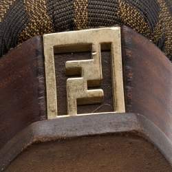 Pre Owned Fendi Brown Tobacco Zucca Canvas Fendista Platform Pumps Size 38.5