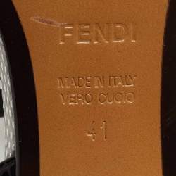 Pre Owned Fendi Black Patent Leather Peep Toe T-Bar Ankle Strap Sandals Size 41