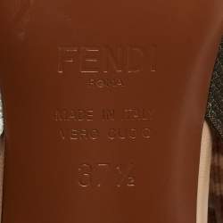 Pre Owned Fendi Tricolor Zucca Mesh and Leather Colibri Slingback Pumps Size 37.5