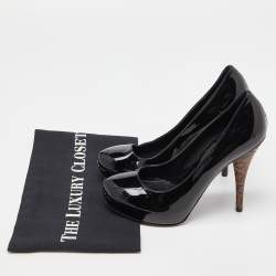 Fendi Black Patent Leather Platform FF Superstar Pump Size 37