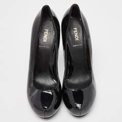 Fendi Black Patent Leather Platform FF Superstar Pump Size 37