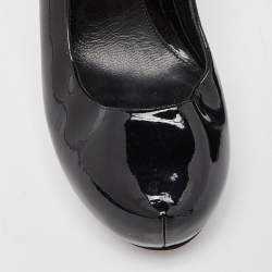 Fendi Black Patent Leather Platform FF Superstar Pump Size 37