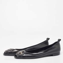 Pre Owned Fendi Black Rubber Peep Toe Ballet Flats Size 41