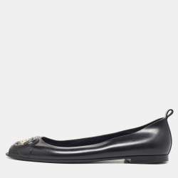Pre Owned Fendi Black Rubber Peep Toe Ballet Flats Size 41