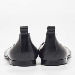 Pre Owned Fendi Black Rubber Peep Toe Ballet Flats Size 41