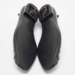 Pre Owned Fendi Black Rubber Peep Toe Ballet Flats Size 41