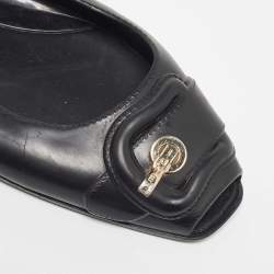 Pre Owned Fendi Black Rubber Peep Toe Ballet Flats Size 41