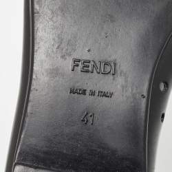 Pre Owned Fendi Black Rubber Peep Toe Ballet Flats Size 41