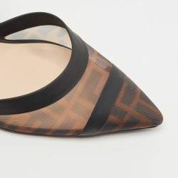 Pre Owned Fendi Multicolor Mesh and Canvas Colibri Slingback Pumps Size 39.5