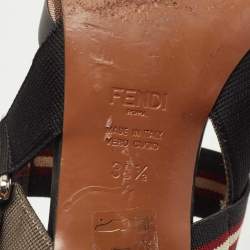 Pre Owned Fendi Multicolor Mesh and Canvas Colibri Slingback Pumps Size 39.5