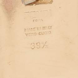 Pre Owned Fendi Cream Flower Embroidered Bow Embellished Flat Slides Size 39.5