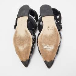 Pre Owned Fendi Black Zucca PVC and Leather Colibri Slingback Flats Size 36