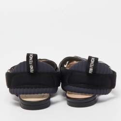 Pre Owned Fendi Black Zucca PVC and Leather Colibri Slingback Flats Size 36