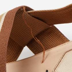 Pre Owned Fendi Brown Zucca Mesh and Leather Colibri Slingback Flats Size 37