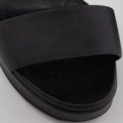 Pre Owned Fendi Black Leather Plateau Block Heel Sandals Size 39