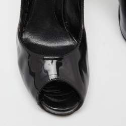 Pre Owned Fendi Black Patent Leather Peep Toe Platform Pumps Size 36
