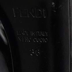 Pre Owned Fendi Black Patent Leather Peep Toe Platform Pumps Size 36