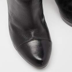 Pre Owned Fendi Black Leather Knee Length Boots Size 37