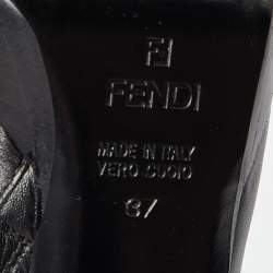 Pre Owned Fendi Black Leather Knee Length Boots Size 37