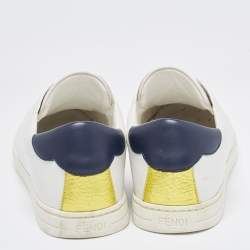 Pre Owned Fendi White Leather Rockoclick Sneakers Size 40