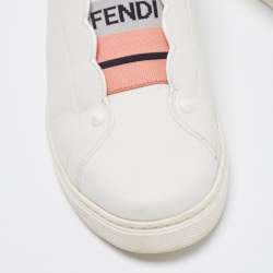 Pre Owned Fendi White Leather Rockoclick Sneakers Size 40