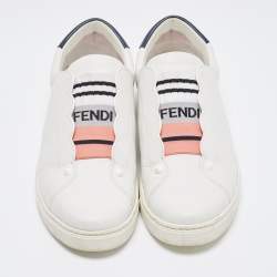 Pre Owned Fendi White Leather Rockoclick Sneakers Size 40