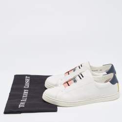 Pre Owned Fendi White Leather Rockoclick Sneakers Size 40