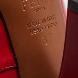 مملوكة مسبقًا Fendi Red Leather and Knit Fabric Rockoko Boots Size 37