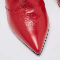 مملوكة مسبقًا Fendi Red Leather and Knit Fabric Rockoko Boots Size 37