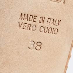 Pre Owned Fendi Light Brown Embossed Python FF Heel Platform Pumps Size 38