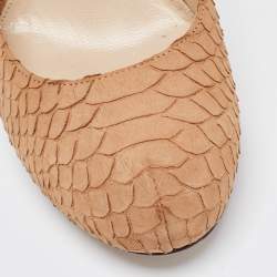 Pre Owned Fendi Light Brown Embossed Python FF Heel Platform Pumps Size 38