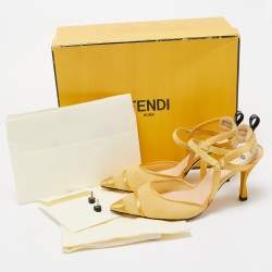 Pre Owned Fendi Yellow Mesh and Satin Colibri Lite Slingback Pumps Size 36