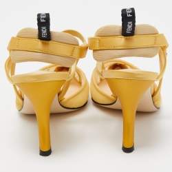 Pre Owned Fendi Yellow Mesh and Satin Colibri Lite Slingback Pumps Size 36