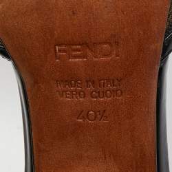 Fendi Brown/Black Zucca Canvas and Patent Leather Slide Sandals Size 40.5