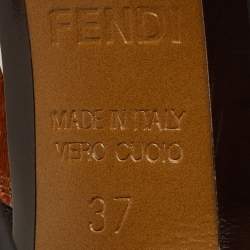 Pre Owned Fendi Brown/Black Calf Hair and Satin Ankle Booties Size 37