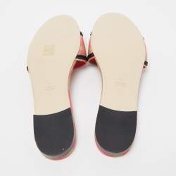 Fendi Pink/Black Zucca Canvas Flat Slides Size 41