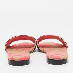 Fendi Pink/Black Zucca Canvas Flat Slides Size 41