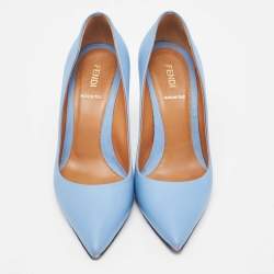 Pre Owned Fendi Royal Blue Leather Pointed Toe Pumps Size 37